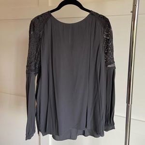 LOFT grey top with lace detail